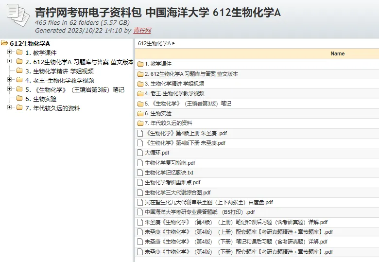 2025中国海洋大学考研 612生物化学A 历年真题+解析